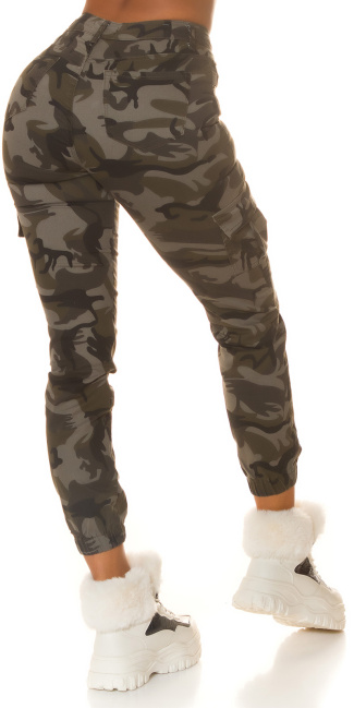 Hoge taille cargo jeans leger-kleurig look camouflage
